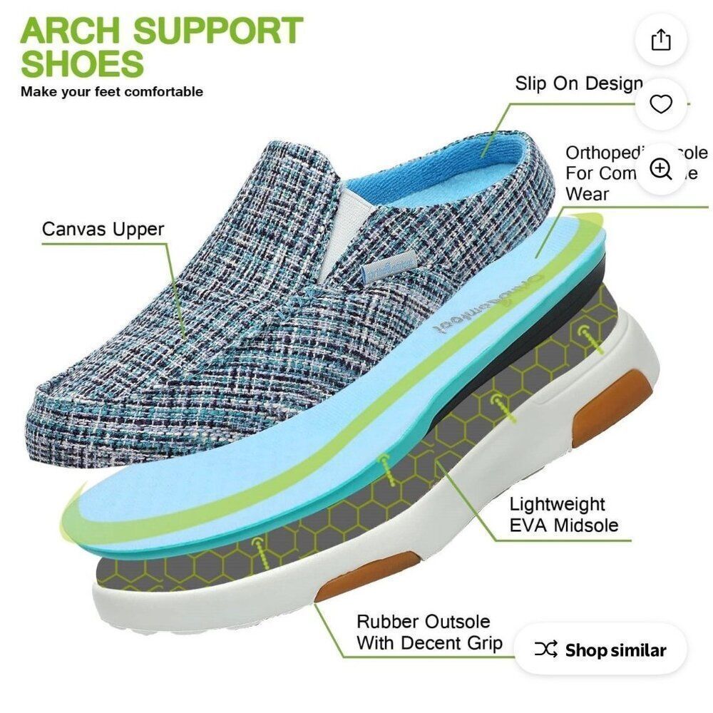 OrthoComfoot Slip-on Shoes With Arch Support in Blue, Multi-colored Woven Sz 10 - Picture 2 of 13